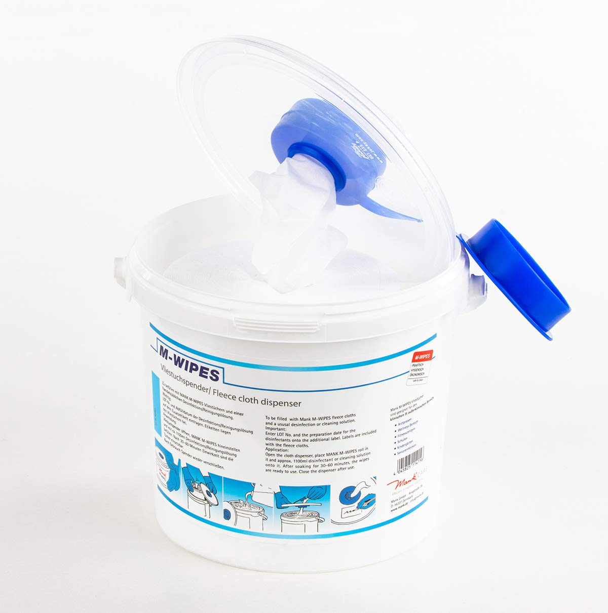 Reinigungstuch M-Wipes aus Spunlace ca. 200 Abrisse Weiß Vliesrolle im Spendereimer Wischtuch Reinigung & Hygiene 17x25 cm 1 Rolle und 1 Eimer