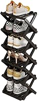 Vista 24 de YYW Zapatero de bambú para entrada, estantes de zapatos de pie libre, estante de armario, organizador vertical plegable de almacenamiento de zapatos