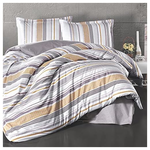 Sibiles - Funda Nórdica Rayas 100% Algodón Turco Cama 135, 150, 160, y 180 Venlo (240x240 cm - Cama 135/150)