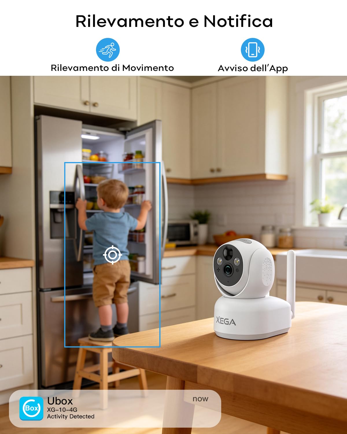 Xega 4G LTE Telecamera Interno con Sim/ 7800mAh Batteria senza Fili, 360° PTZ Telecamera Senza WiFi, 2K Videocamera Sorveglianza Interno con Visione Notturna a Colori, PIR Rilevamento, IP65