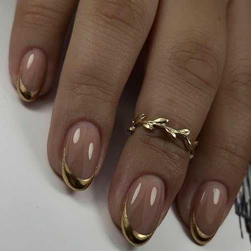 Uñas postizas cortas de almendra a presión con diseños de remolinos de purpurina, uñas francesas a presión, uñas adhesivas brillantes de cobertura