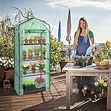 4 Shelf Mini Greenhouse, Sturdy Rust-Proof Steel Frame & UV-Protected PE Cover, Removable Wire Shelves for Tall Plants, Perfect for Balcony Patio Backyard Gardening Year-Round Use, Green