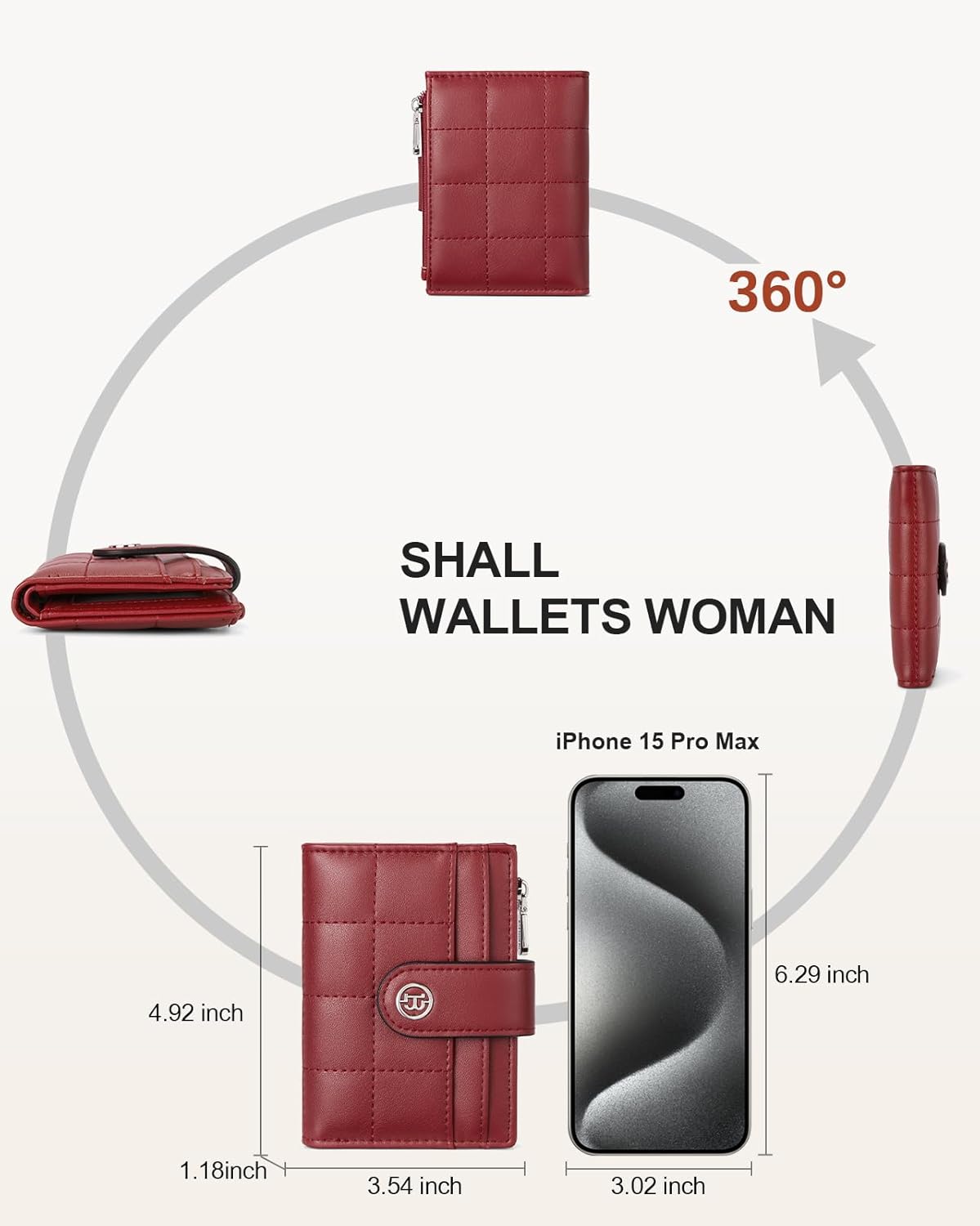 BOSTANTEN Small Wallet for Women Leather RFID Blocking Card Holder Bifold Compact Wallets With Zipper Coin Pocket Wine Red - Image 4