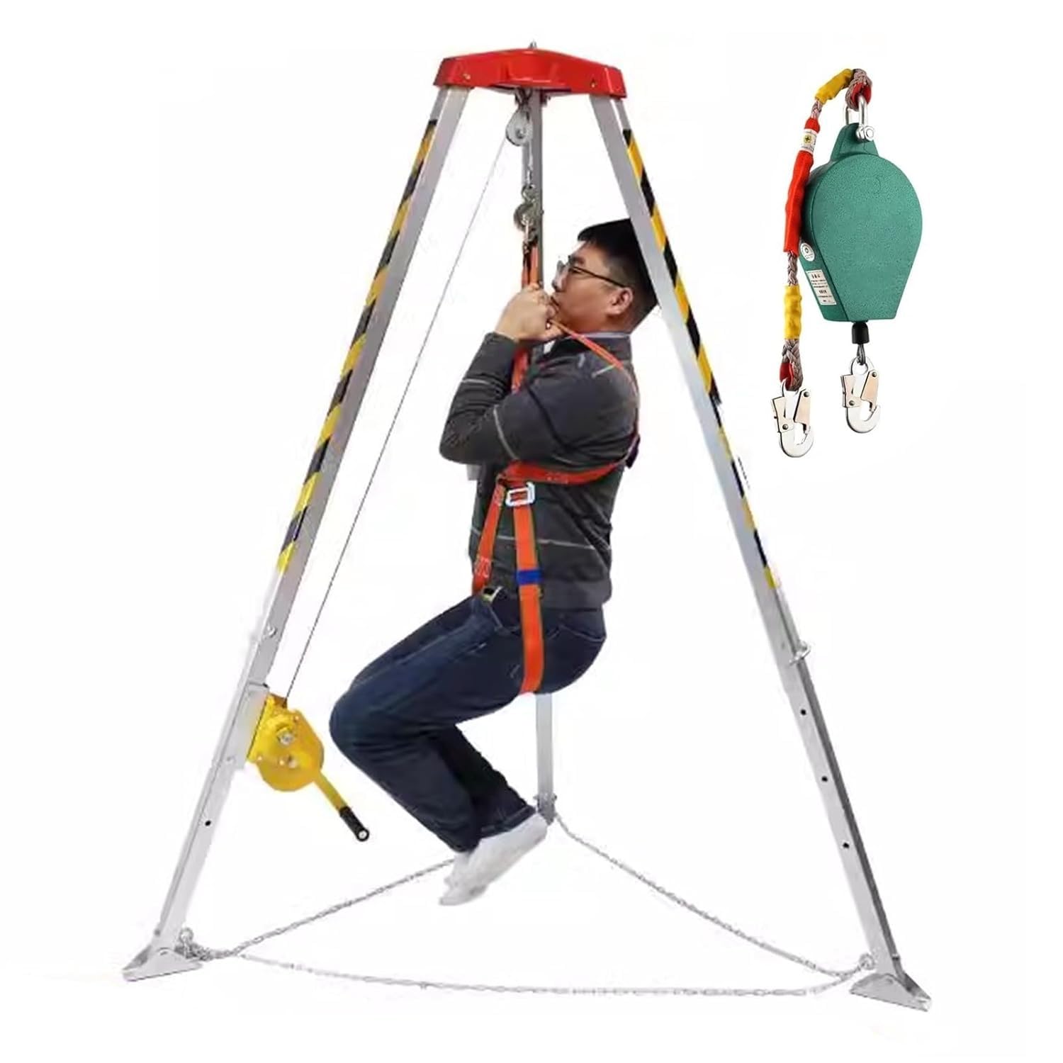 Kit trépied espace confiné avec treuil 1200 LB pour levage de puits et égouts