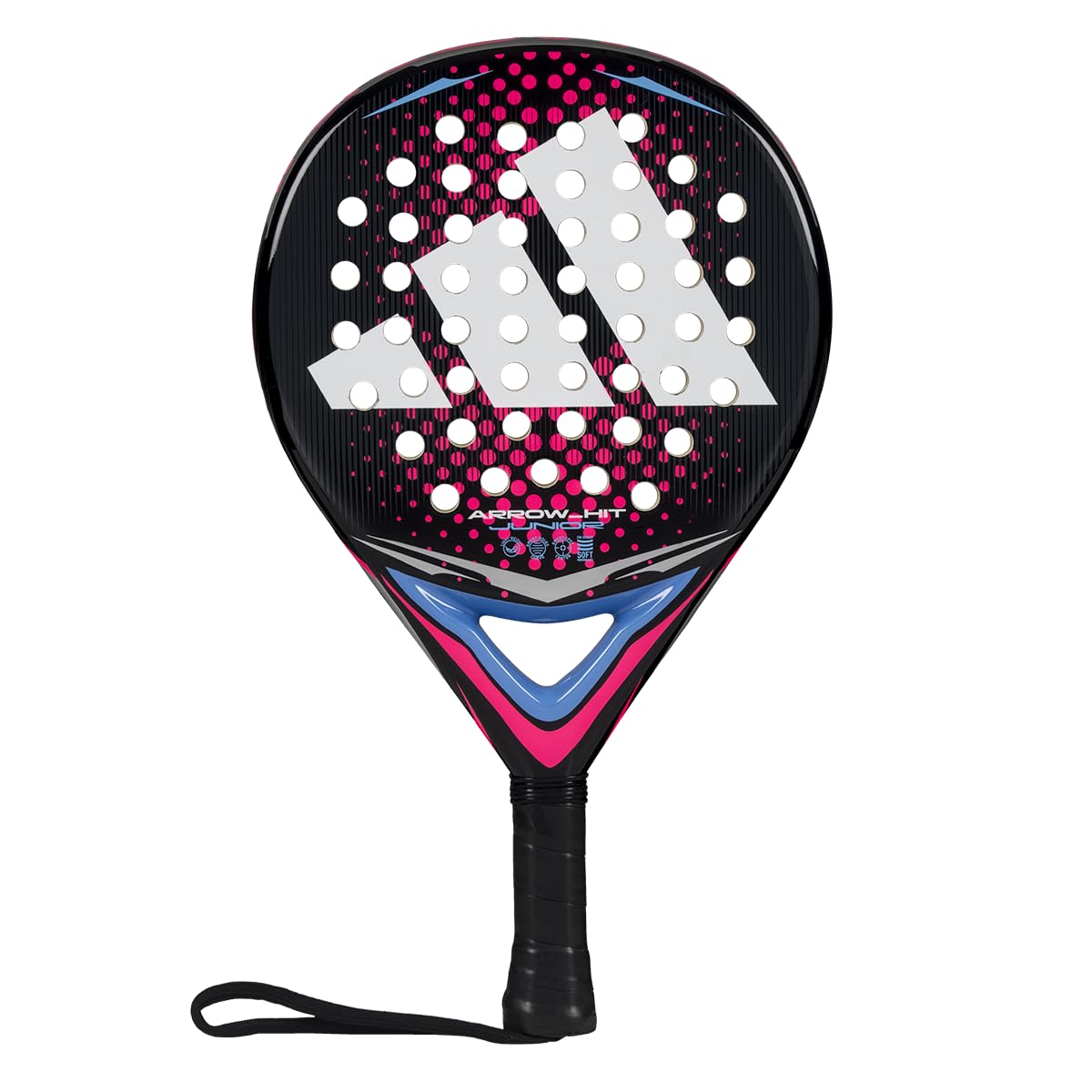 Pala de pádel adidas Arrow Hit Junior Rosa, Forma Redonda,Goma eva Soft Performance,Fibra de Vidrio