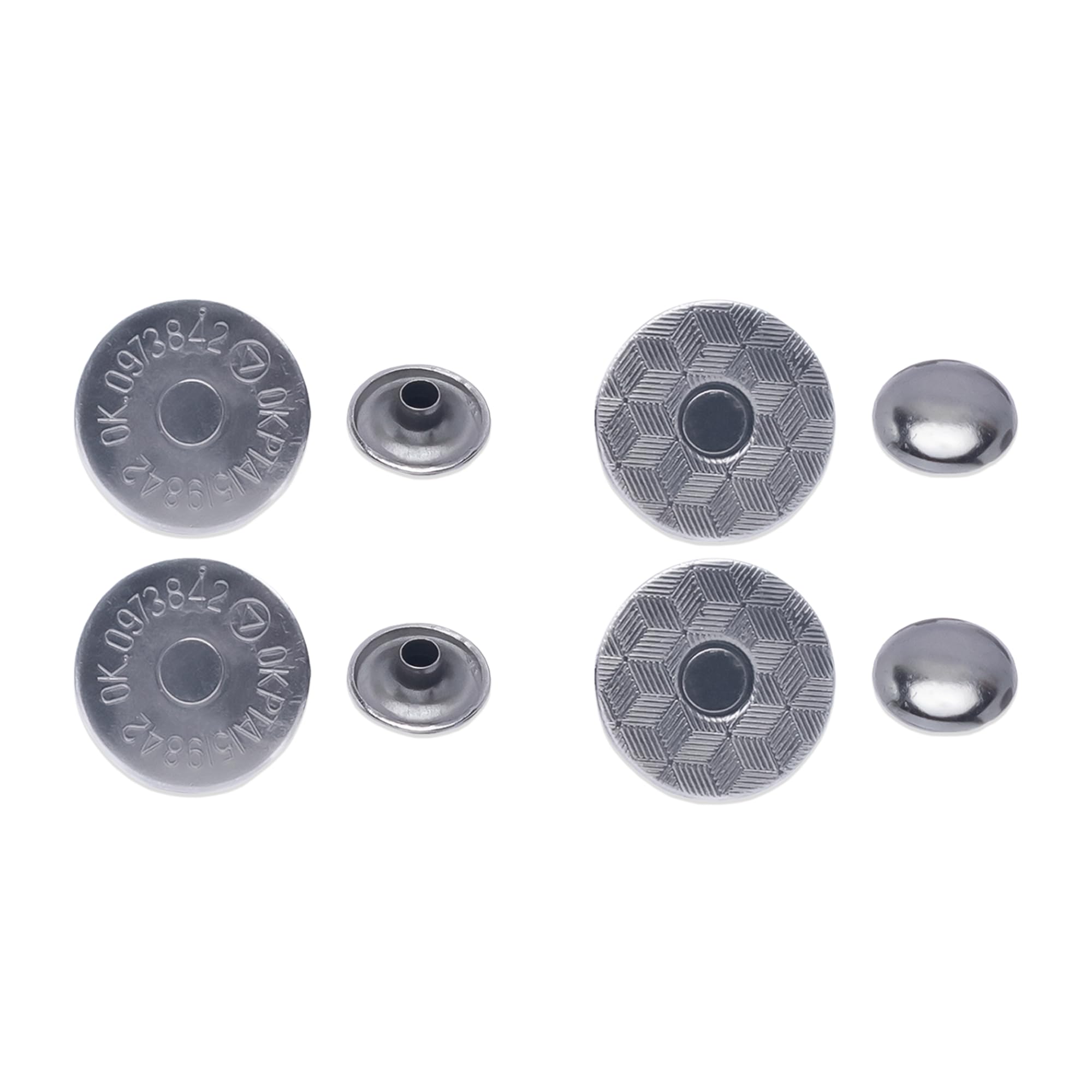 WedDecor 4-Part Laser Cut 18mm Double Rivet Gunmetal Magnetic Clasps Anti-Rust Snap Closure Buttons for Leather Craft, Bags, Purses, Coats & DIY Sewing or Accessory Projects, Pack of 2