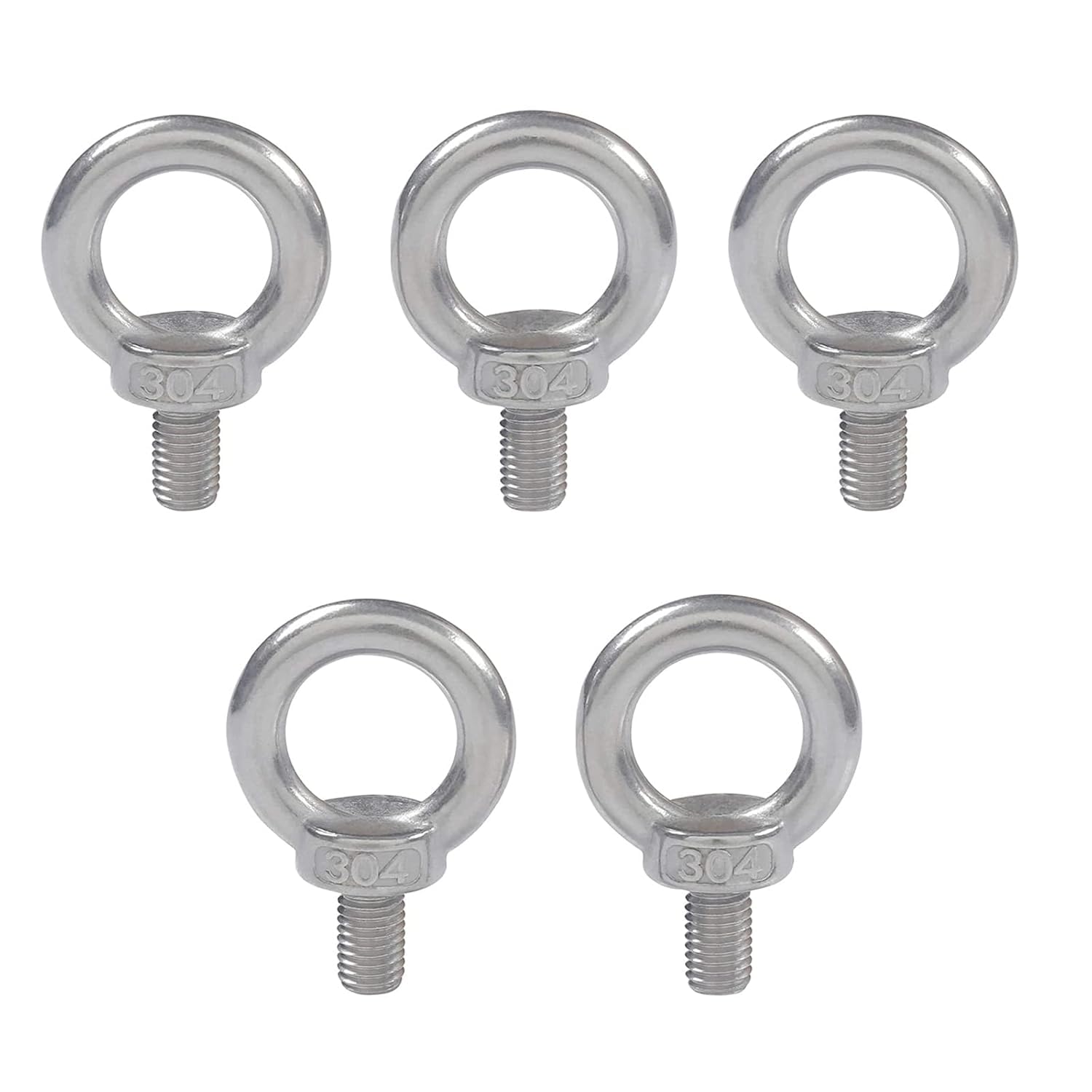 Tornillo de Rosca Macho con cáncamo Acero Inoxidable 5 Piezas | Pernos de argolla en forma de anillo for aplicaciones de elevación y seguridad