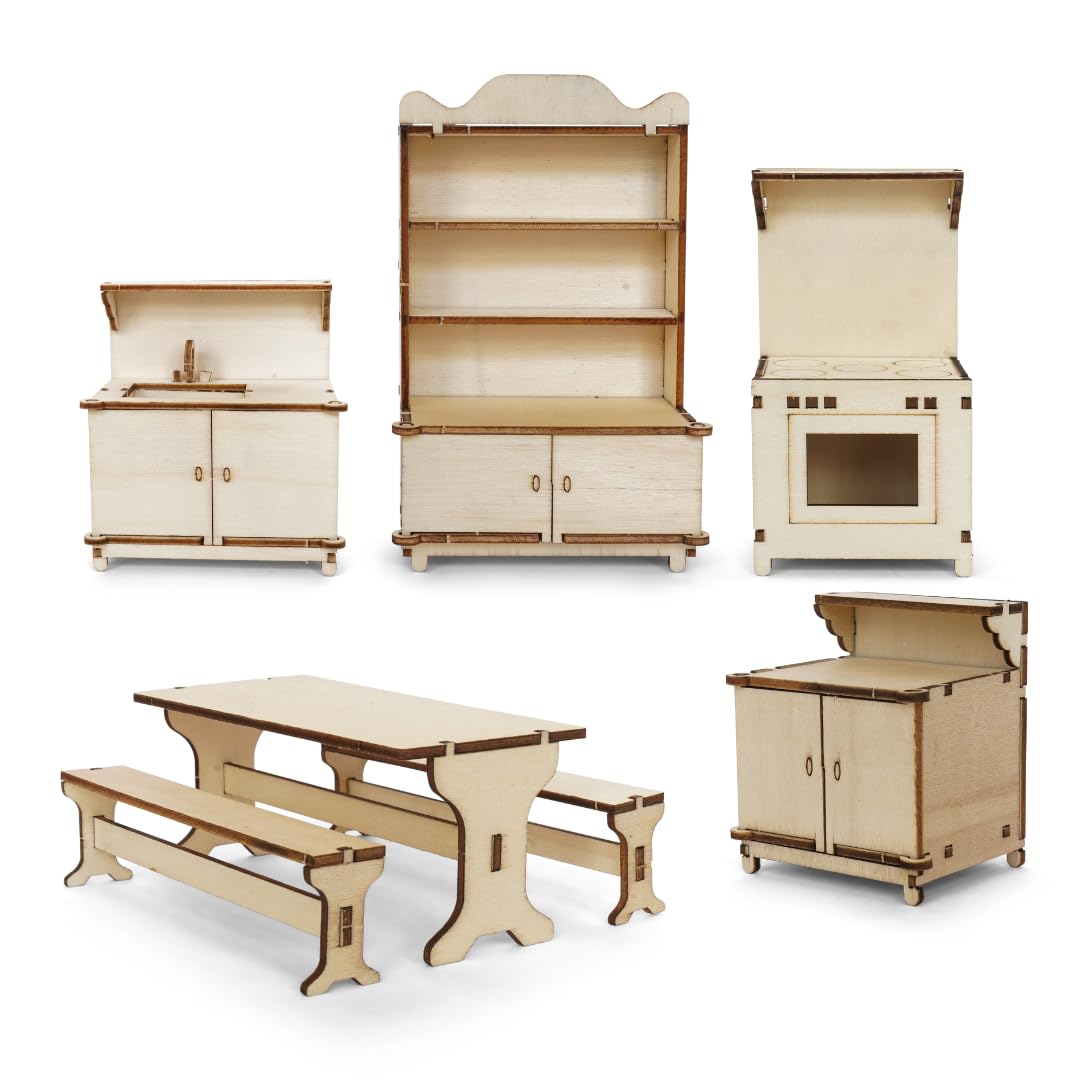 The Mouse Mansion Sam & Julia - Paket: Das Mäusehaus Bäckerei - enthält: 1 Bastelset, 1 Miniatur Raum aus Karton und 1 Kuscheltier 12cm – für Kinder jeden Alters