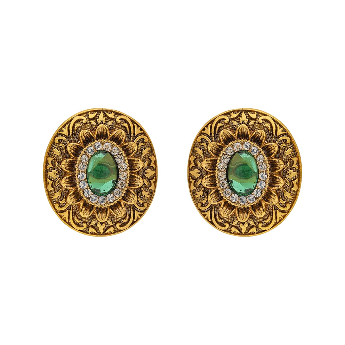 Fashion Jewellery Ruby Gold Polished Copper Antique Stud Earrings, Best for Festive & Special Occasions-image-32