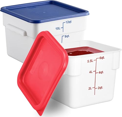 CUSINIUM Juego de recipientes cuadrados de almacenamiento de alimentos blancos de 6 cuartos + 12 cuartos con tapas