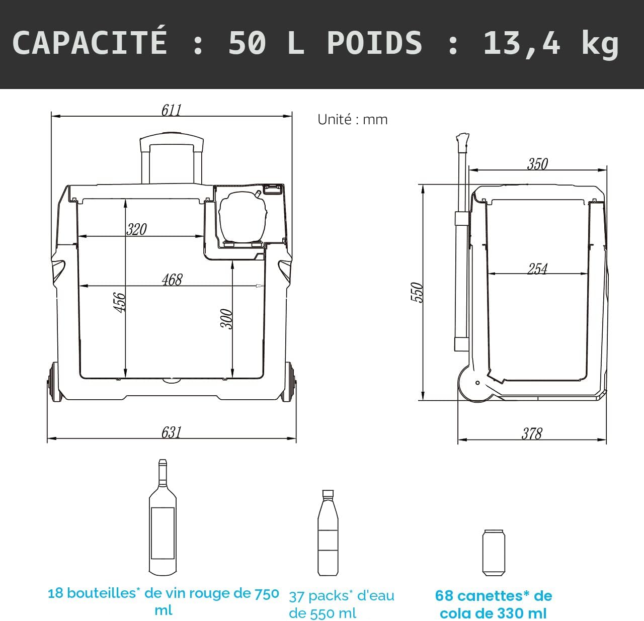 Alpicool CX50 Dimensions and Capacity