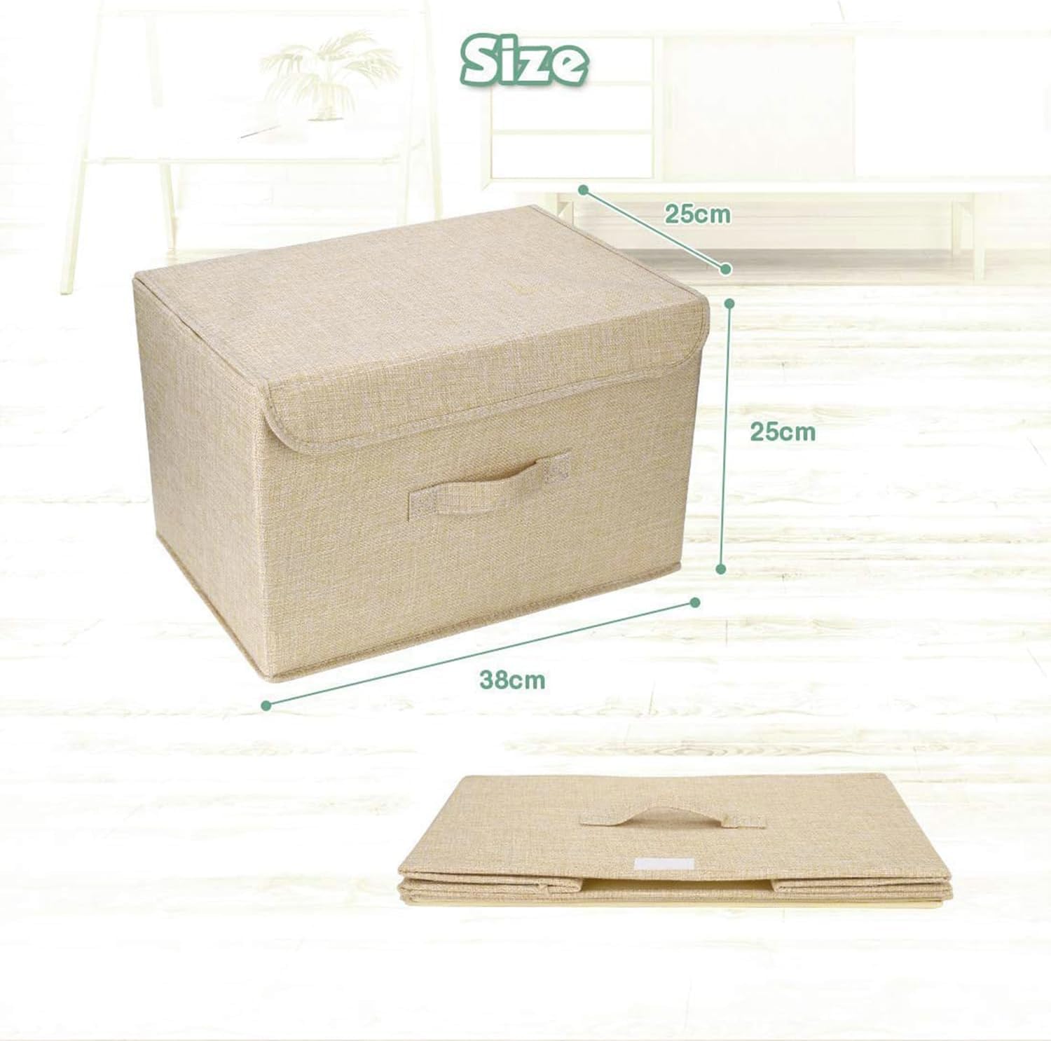 Homsorout Collapsible Storage Box with Lid, Pack of 2 - Image 2