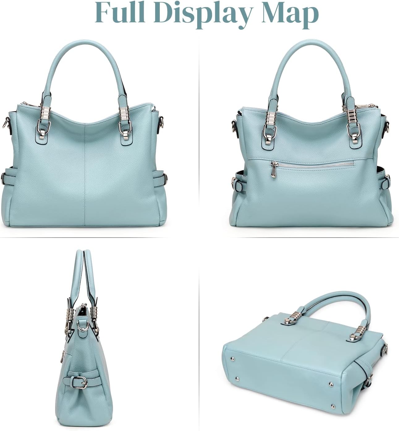 S-ZONE Women Genuine Leather Handbag Shoulder Purse Satchel Tote Crossbody Bag - Image 6