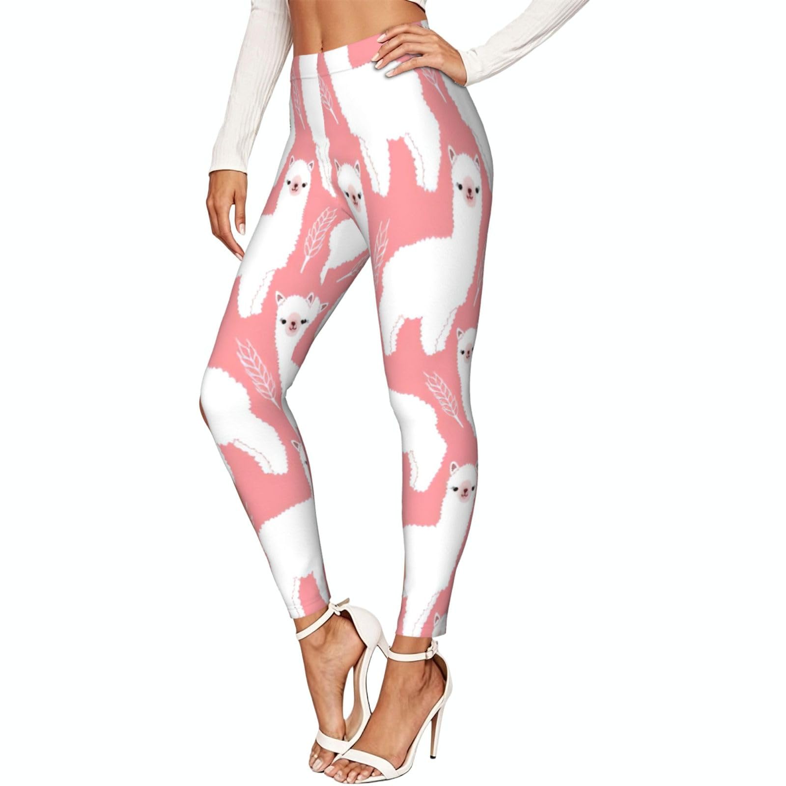 Leggings elásticos de llama alpaca con ajuste cómodo de longitud completa para mujer 8