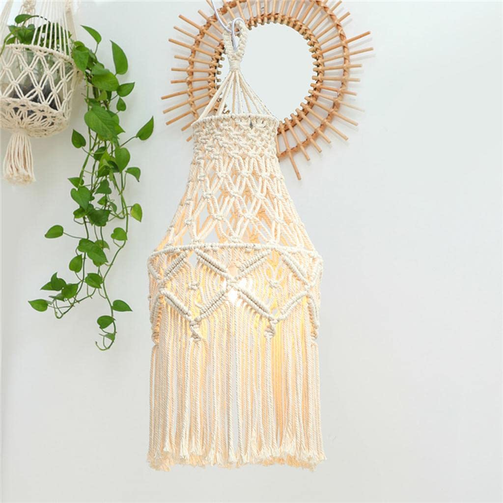 Pantalla Macramé Lámpara Colgante Bohemia Tejida Cubierta Algodón Decorativa para Sala de Estar Dormitorio Cuarto Infantil Boda Fiestas Regalo, Los
