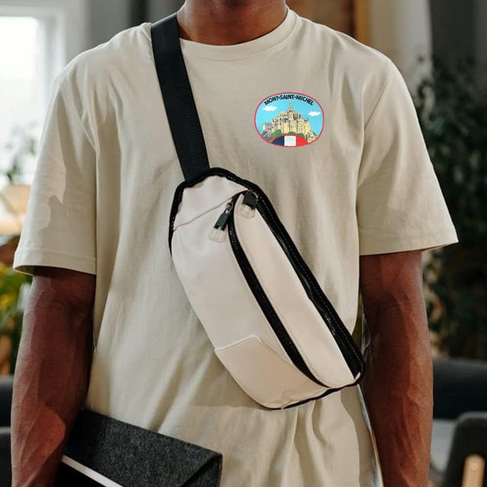 A-ONE Mont Saint Michel Embroidered Patch + France Fashionable Pin, Patriotic Accessories Bundle, Landmark Patch and Brooch, Perfect for Mens Suits, Shirts, Backpacks, Laptops NO.443P