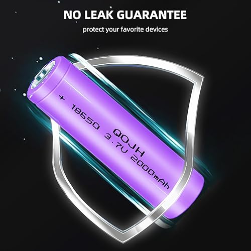 Miniatura 7 de Paquete de 2 baterías recargables 18650 de litio de 3.7 V, 2000 mAh, alta capacidad para linternas LED, faros, cámara (botón superior)