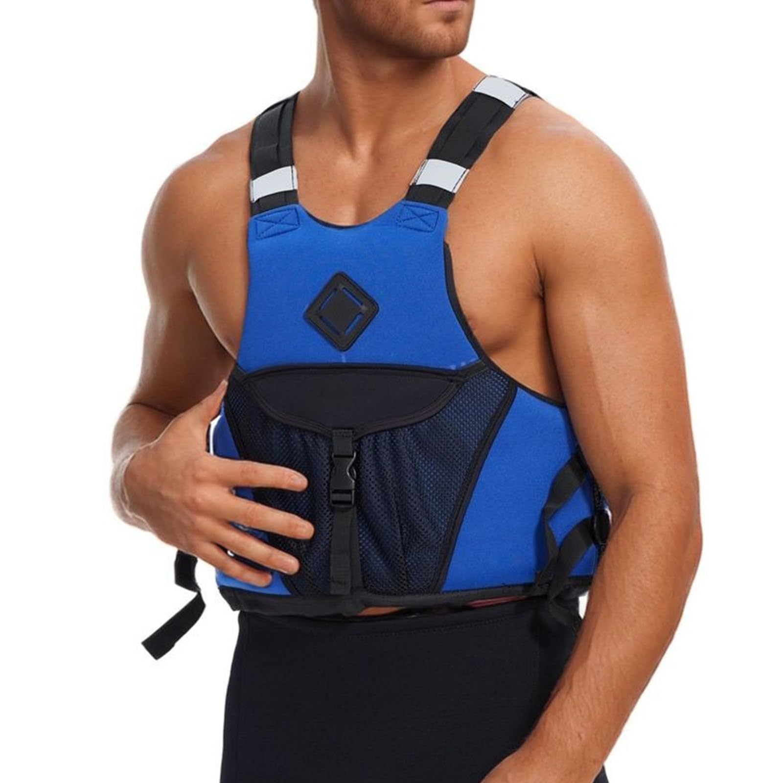 Generisch Chaleco salvavidas para mujer con flotabilidad para kayak vela pesca rayas reflectantes cremallera tirantes ajustables bolsillos grandes chaqueta de agua para todo el año en talla grande