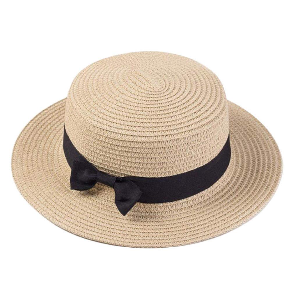 Weißer Hut für Damen, aus Stroh, Sonnenschutz, Panama, groß, Strand, Sommer, Esparto, Sonnenhut, Sonnenhut, aufrollbares Visier mit Schleife, Weiß, weiß, One size