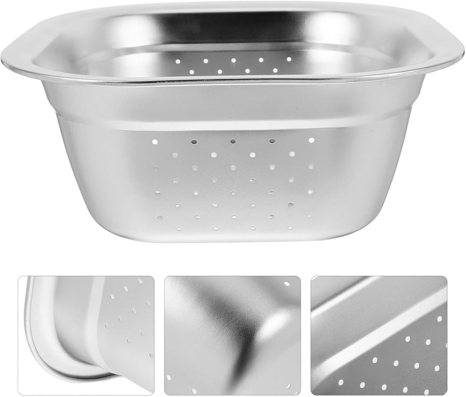 Großes Edelstahl-sieb Zum Waschen Von Gemüse, Robustes Küchensieb Mit Hohem Fassungsvermögen, Ideal Zum Kochen Und Zubereiten Von Speisen Silver 23.00X23.00X9.50CM