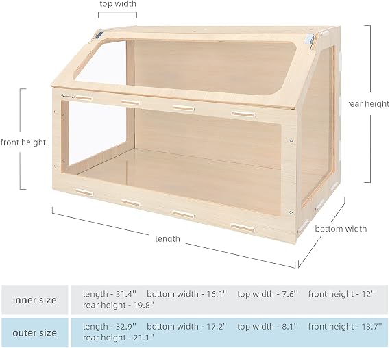 Niteangel Vista Hamster Cage W/Oblique Opening Cage Door - MDF Aspen Small Animal Cage for Syrian Dwarf Hamsters Degus Mice or Other Similar-Sized Pets (Small - 32.9 x 17.2 x 21.1 inches, Burlywood)
