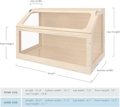 Niteangel Vista Hamster Cage W/Oblique Opening Cage Door - MDF Aspen Small Animal Cage for Syrian Dwarf Hamsters Degus Mice or Other Similar-Sized Pets (Small - 32.9 x 17.2 x 21.1 inches, Burlywood)