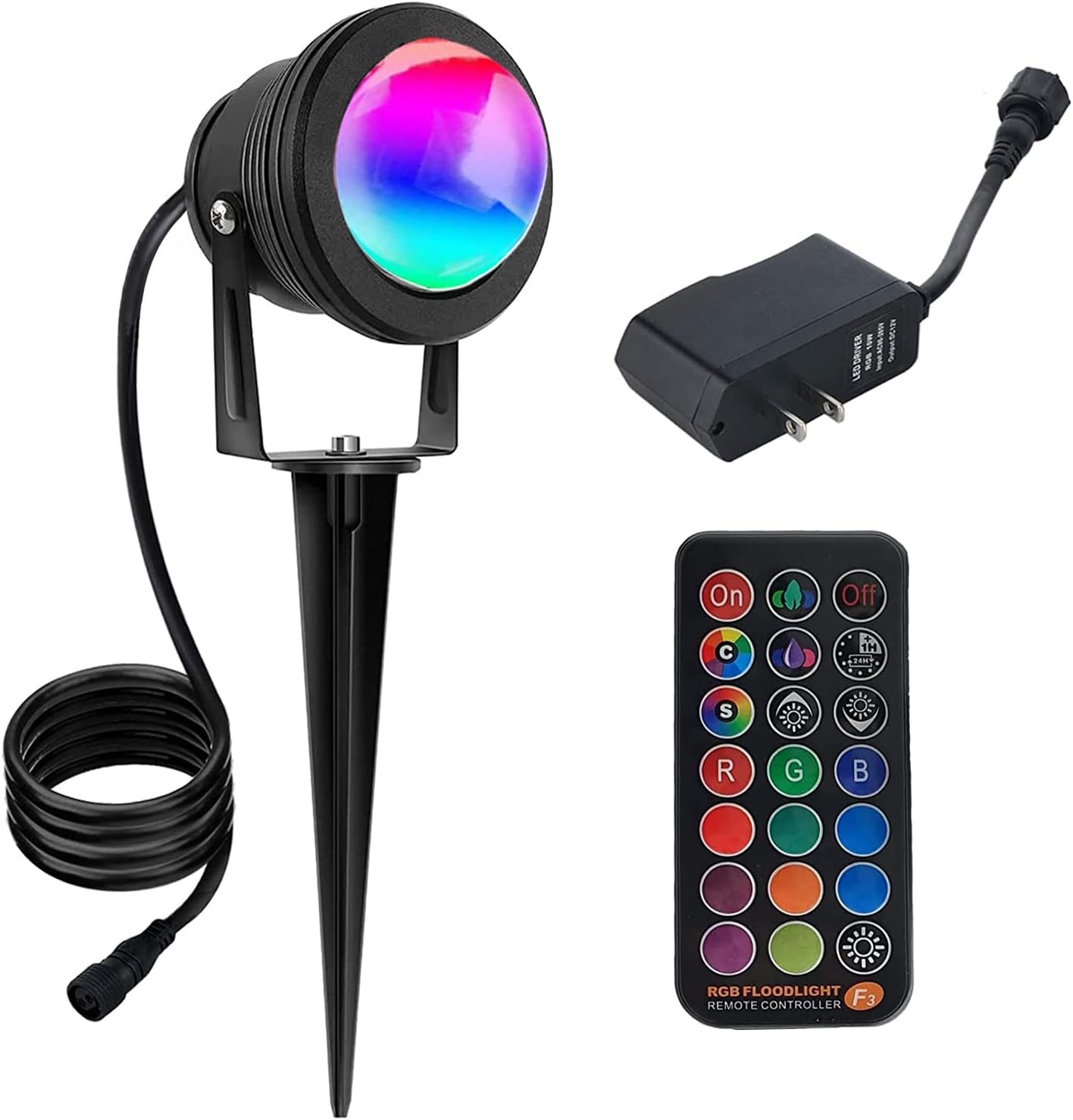 Tsanhoo Outdoor Spotlight,RGB Spotlights for Yard, Waterproof Landscape