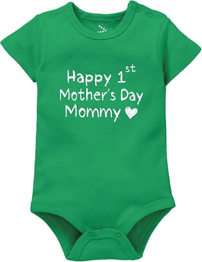 Zeezeezoo Happy 1st Mothers Day Mommy Dress Romper For Baby Boy Girl | Newborn Baby Clothes | 100% Cotton Bodysuit | Mothe...