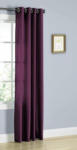 Miniatura 3 de 1 cortina de seda sintética para ventana, panel sólido de 55 x 63 pulgadas, 84 pulgadas, 95 pulgadas y 108 pulgadas de largo, ojales de bronce