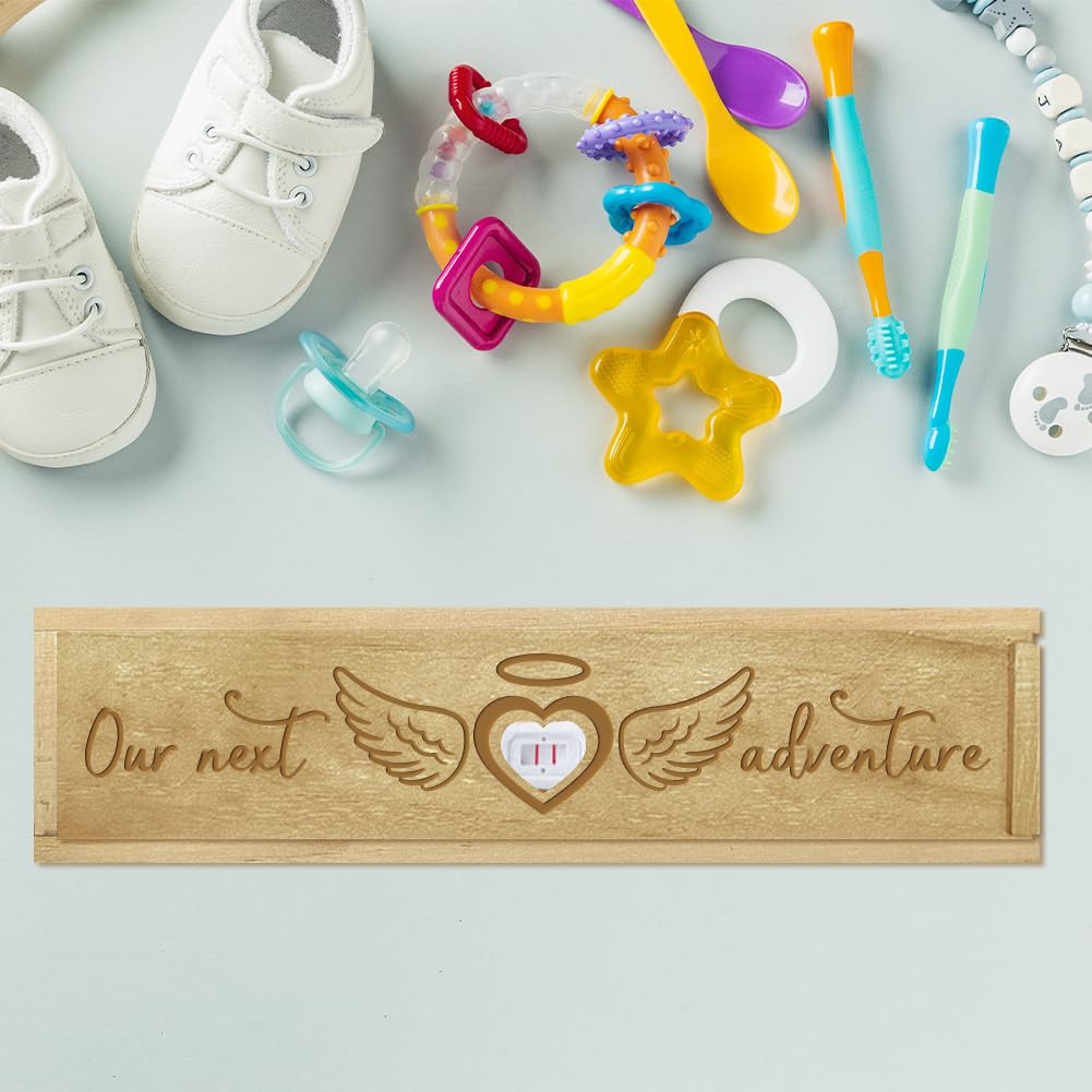 CHGCRAFT Pregnancy Test Keepsake Box Love Heart Wings Pregnancy Test Gift Box with Raffia Ribbon Push Pull Wooden Pregnancy Announcement Gifts Box Announcement Gifts for Dad 8x2x1.2inch - Image 4