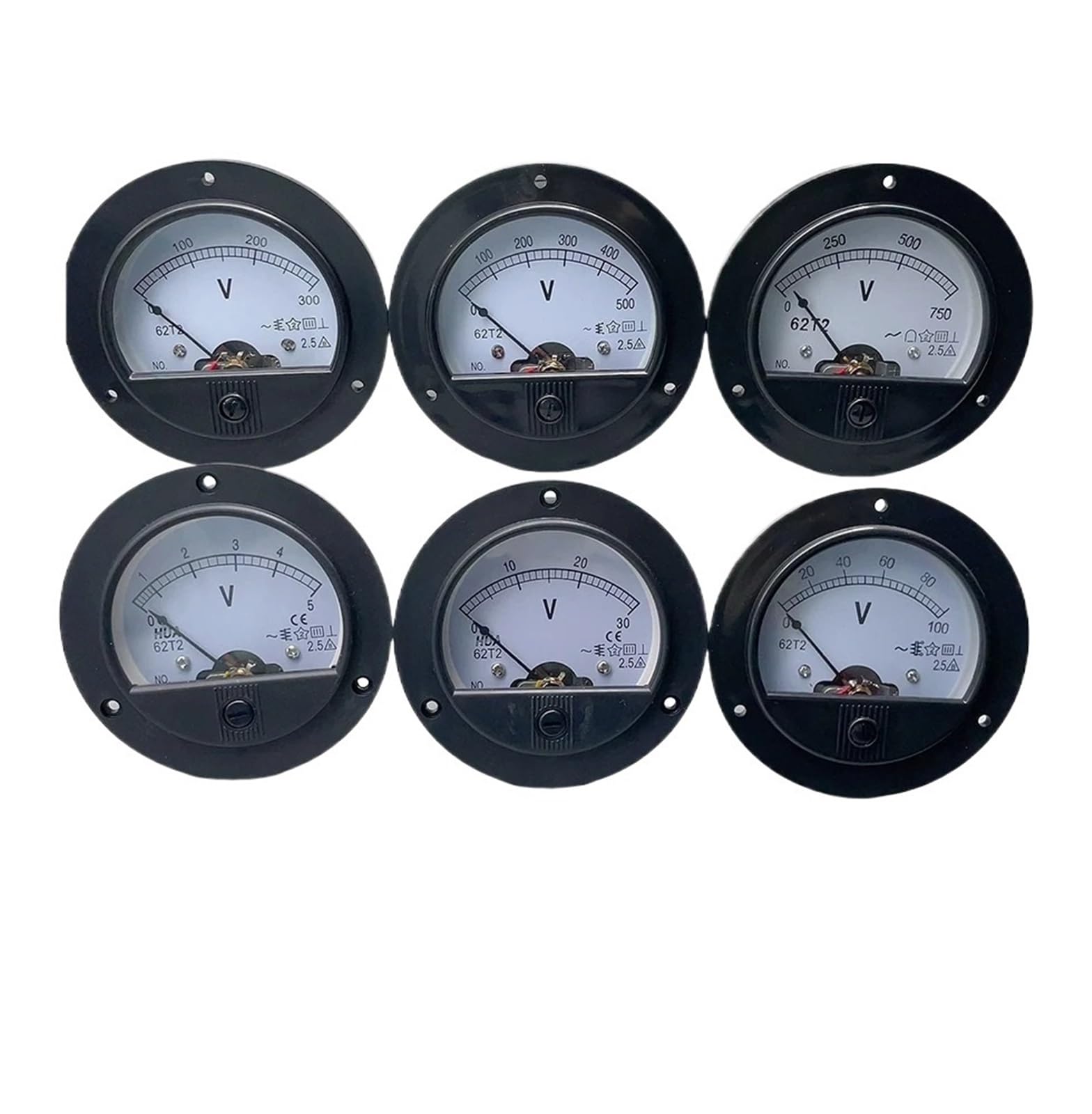 AC 62T2/65C5 3V 5V 10V 15V 20V 30V 50V Classe 2.5 Voltmetro analogico Misuratore di tensione Misuratore di tensione(750V)