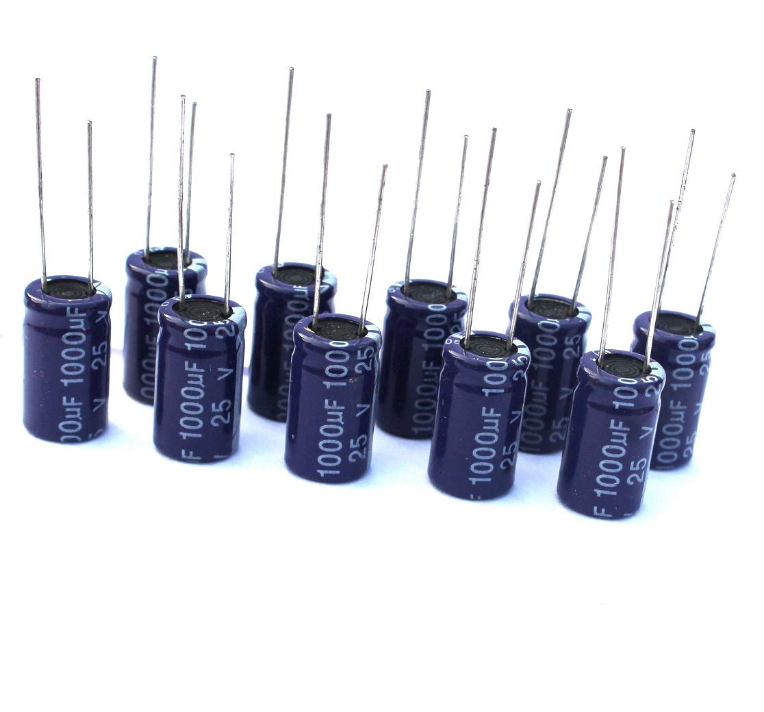 AVS COMPONENTS 1000uf 25v Aluminium Electrolytic Capacitor Pack of 10 Pcs