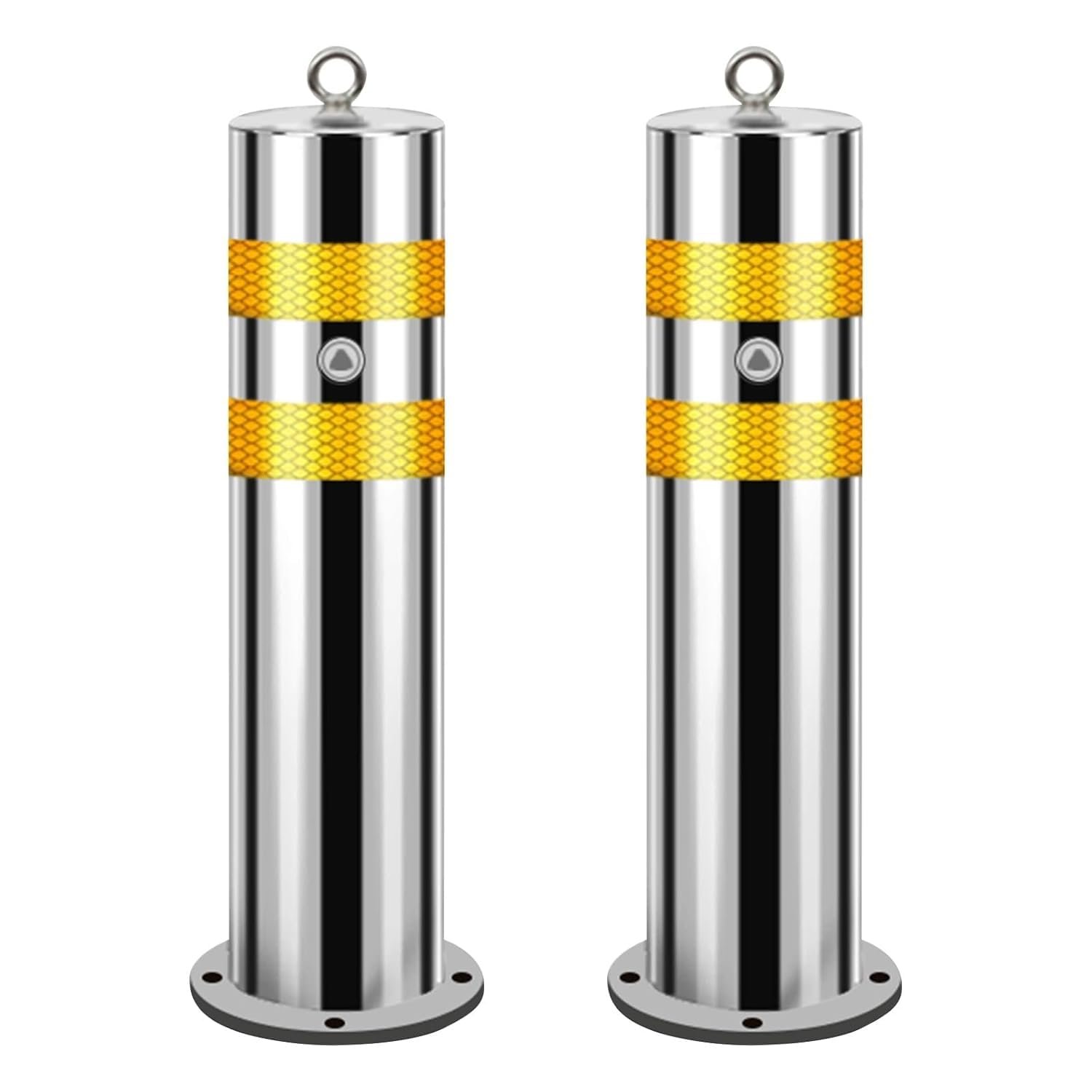 Aioneer Safety Bollard Post, Barricades Driveway Pole, Construction Parking Lock, Metal Parking Bollards, Safety Warning Column, For Parking Lot Road Marker -60 * 11.4cm/23.6 * 4.5in(2PCS)