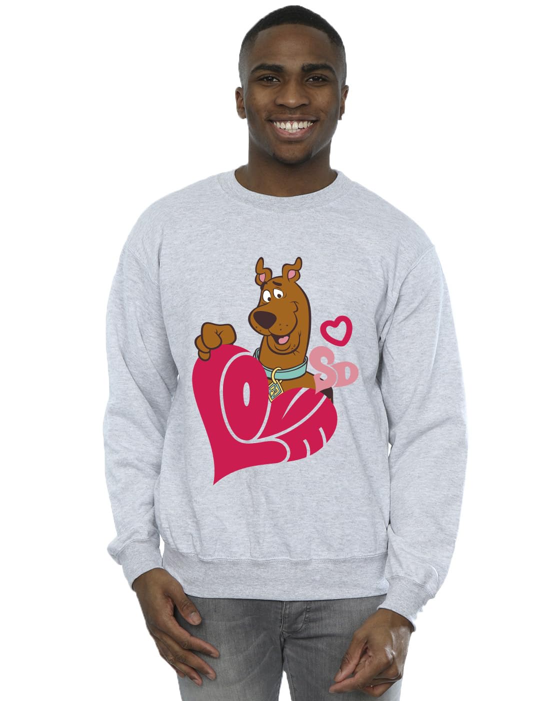 Absolute Cult Men's Sport Grey Scooby Doo Love Heart Sweatshirt XXXX-Large