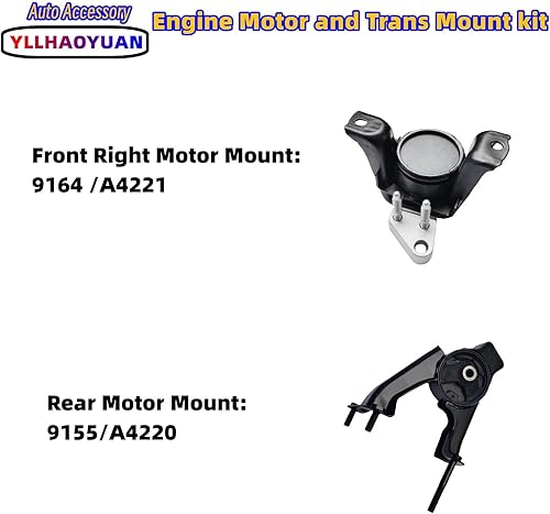 Miniatura 59 de Juego de 3 piezas de montaje de motor compatible con 2006 2007 2008 2009 Fo-rd Fusion 2.3L/3.0L Mercury Milan A5473 A5381 A5474