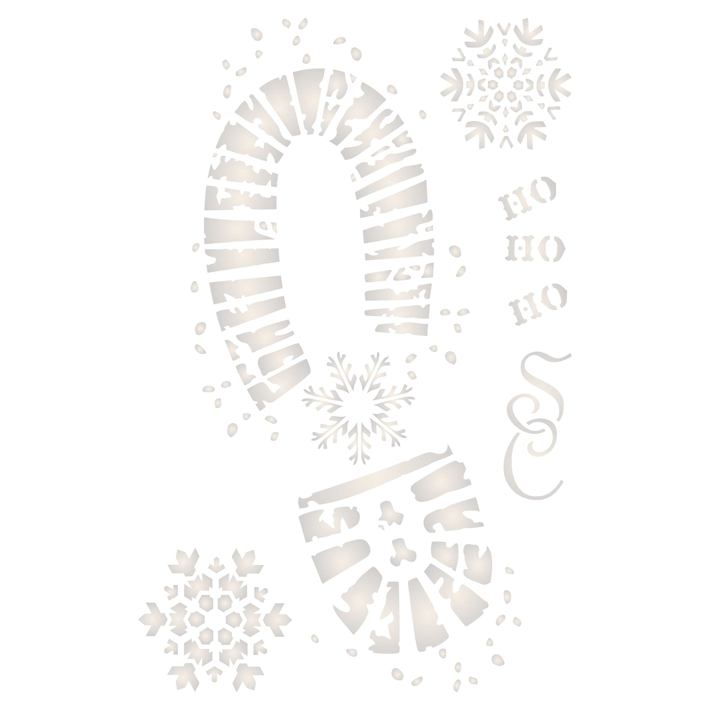 Pochoir empreintes de pied du Père Noël au pied du sapin de Noël