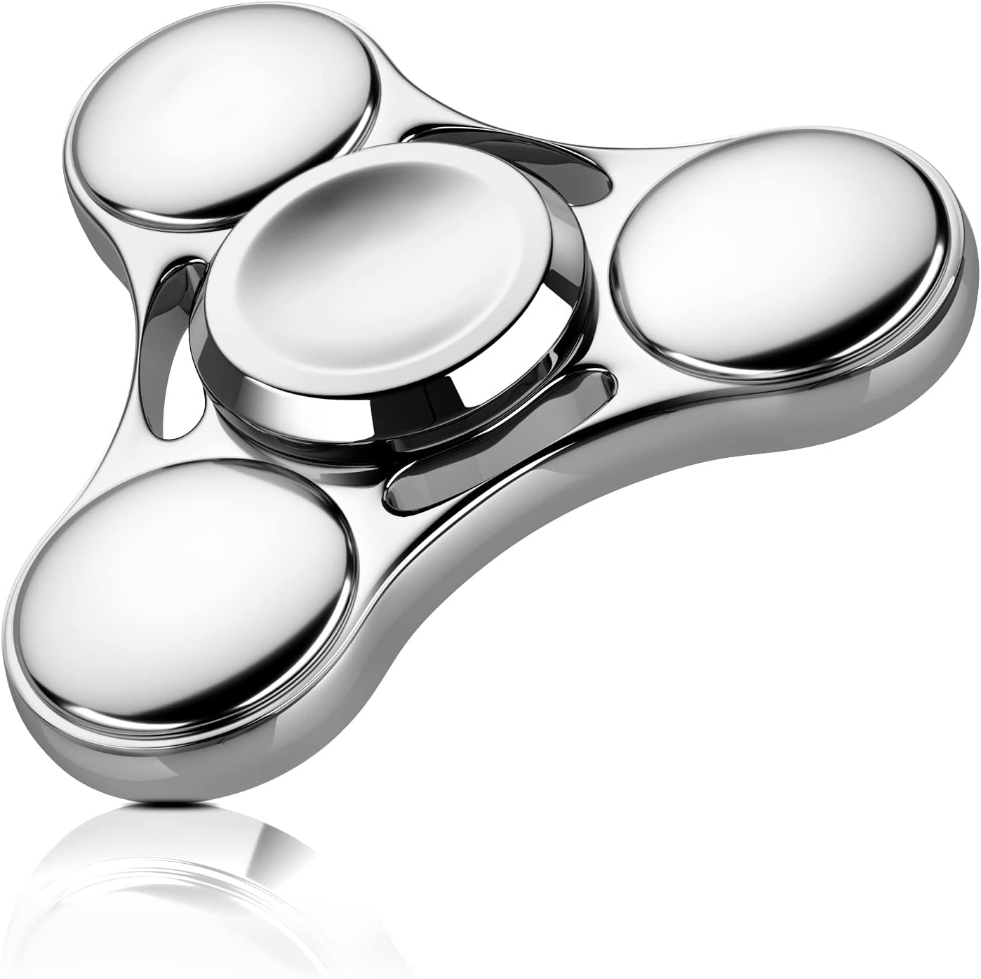 Aolcev Fidget Spinner Metal Fidget Toy Hand Spinner Stainless Steel 3-5 Minutes Fast Bearing Spins Hand Spinner Tri Finger Gyro Toy ADHD EDC Focus Anxiety Stress Relief Toys for Kids Adults-Silver
