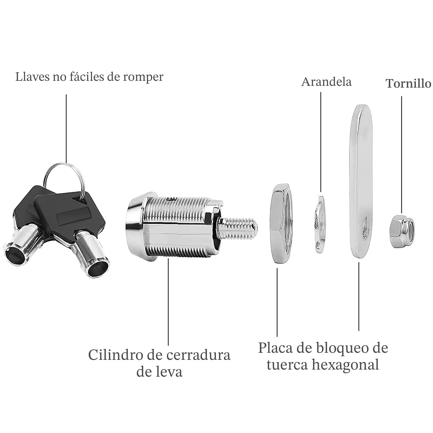 Cerradura tubular de rosca de 20 mm, cerradura de cilindro para buzón, armario, buzón con llaves iguales (1, 20 mm)