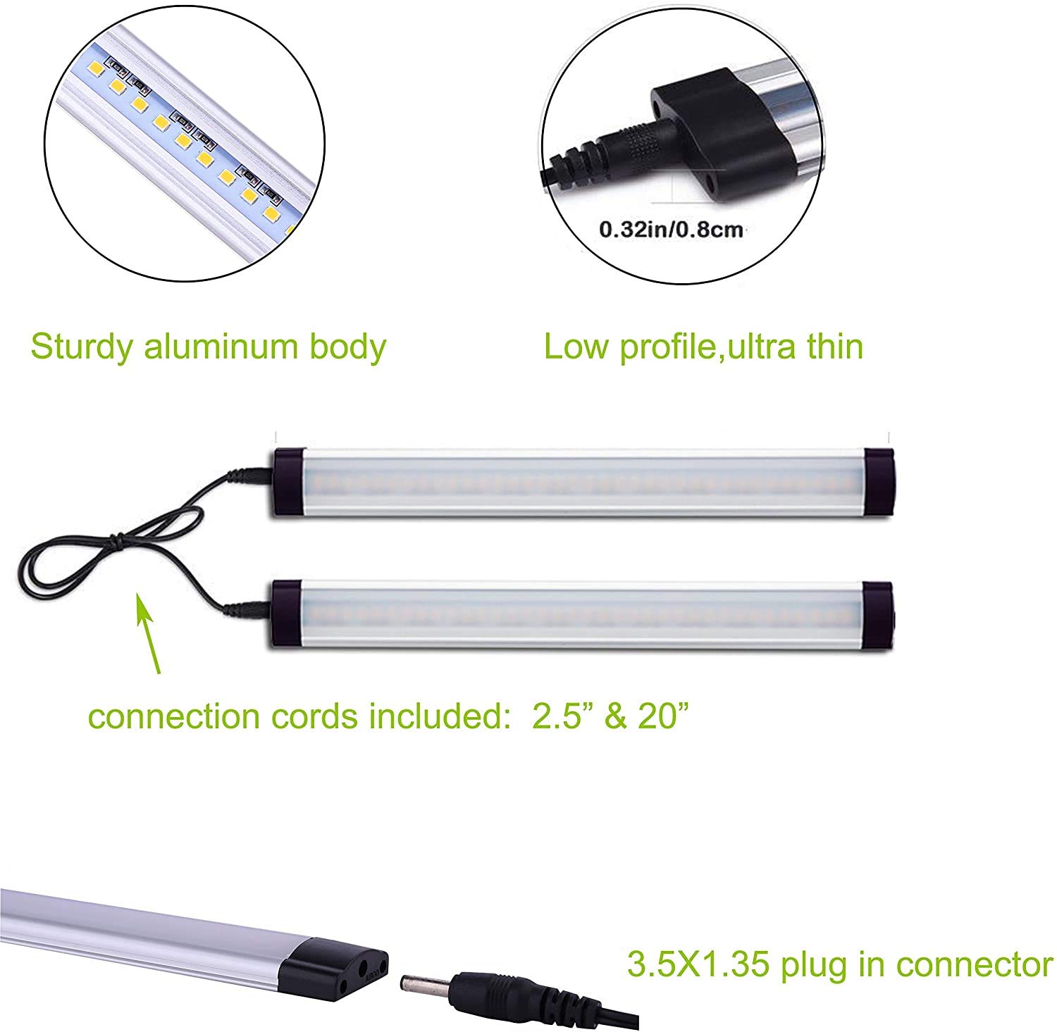 AIBOO Luce Sottopensile Cucina, Luci da Cucina Bar con Interruttore Dimmer A Quadrante per Bancone, Guardaroba, Illuminazione Dell'armadio(Bianco Caldo 2700K 6 Pannelli)