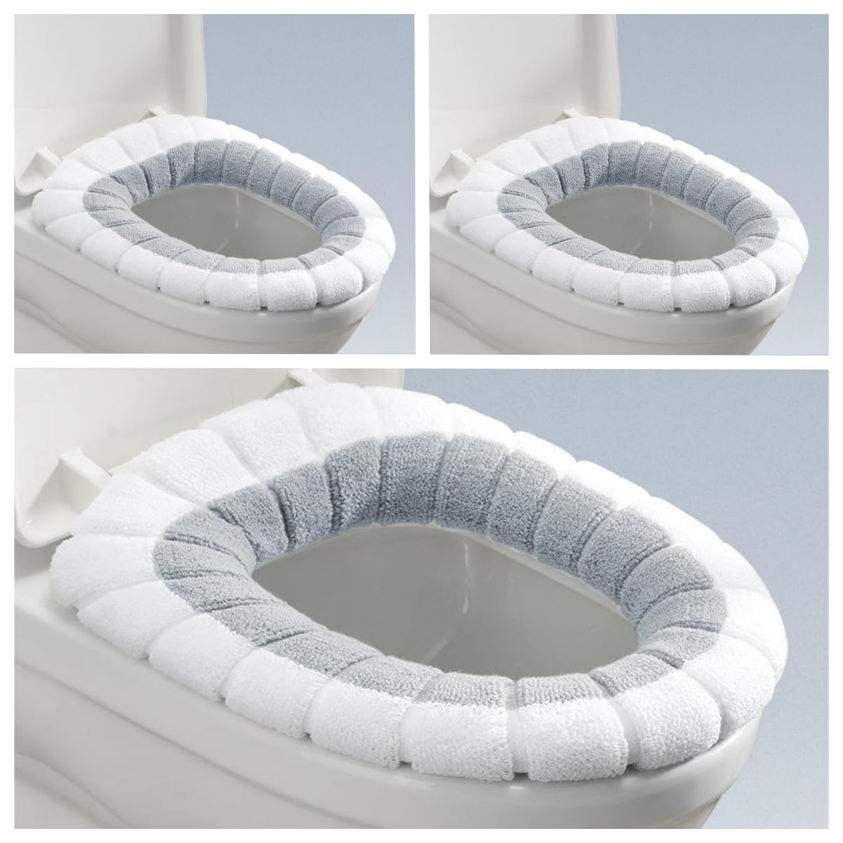 Mmnuagebleu 3 x Antibacterial Warm and Soft Washable Stretch Toilet Seat Cover Cushion for Toilet Seat Cushion (Cross)