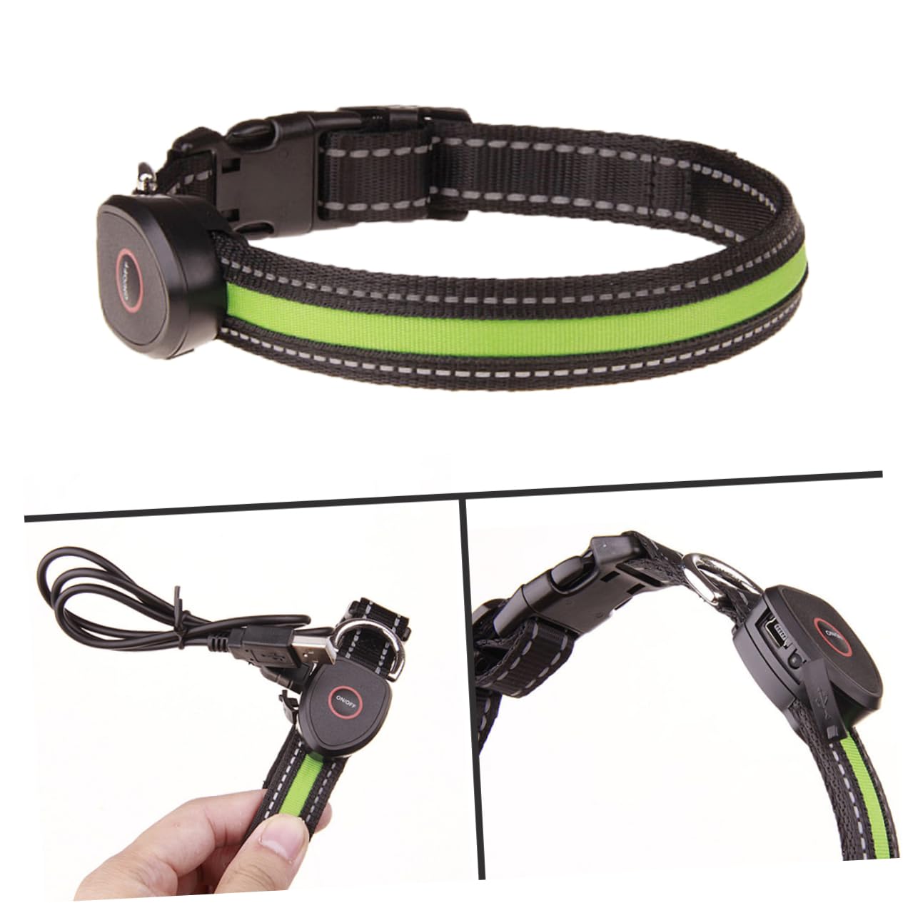 Housoutil Lot De 3 Colliers Lumineux LED pour Chien Accessoire De Sécurité pour Animaux De Compagnie Vert Taille S