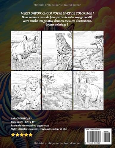 Livre de Coloriage Savane Africaine: Pages De Coloriage Des Plaines Sauvages, Idéales Pour L'Annive