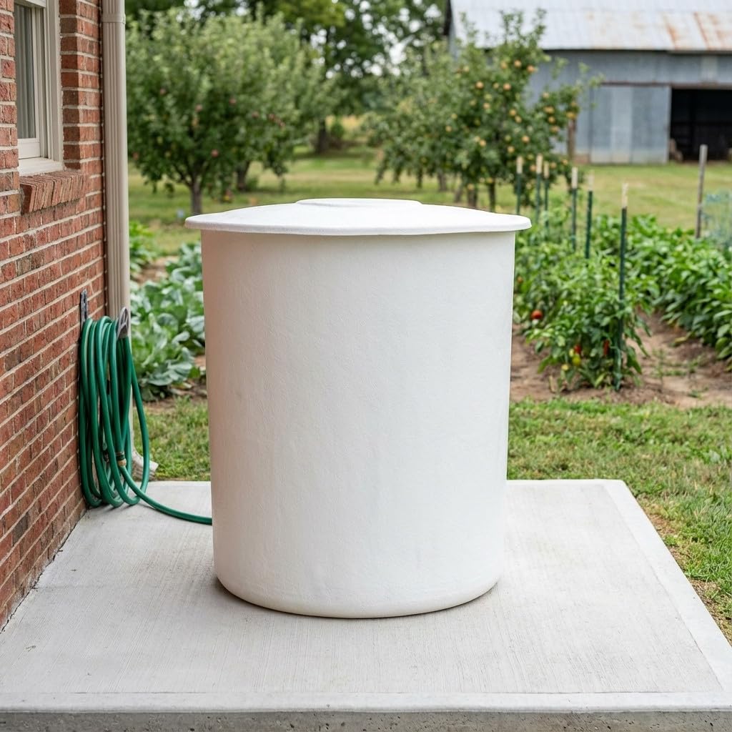 Suinga. DEPOSITO DE Agua de Poliester Fibra de Vidrio 100 litros cilíndrico. Incluye tapadera. Diámetro Ø 51 cm Altura 69 cm. Capacidad exacta 110 litros