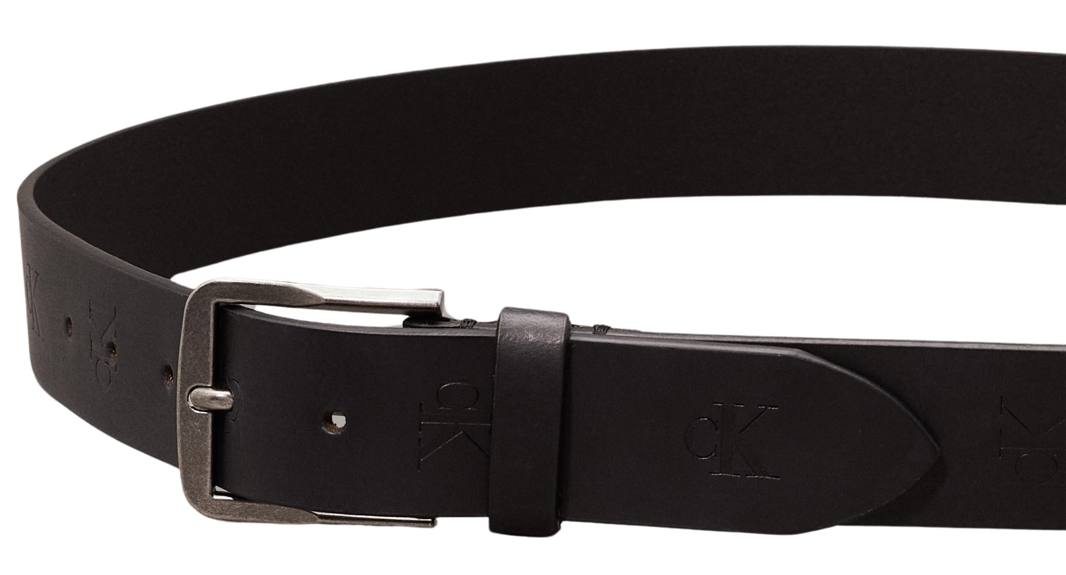 Calvin Klein Herren Gürtel Classic Flat Leather Belt 35mm aus Leder, Schwarz (Allover Print), 125 cm – Ansicht 2