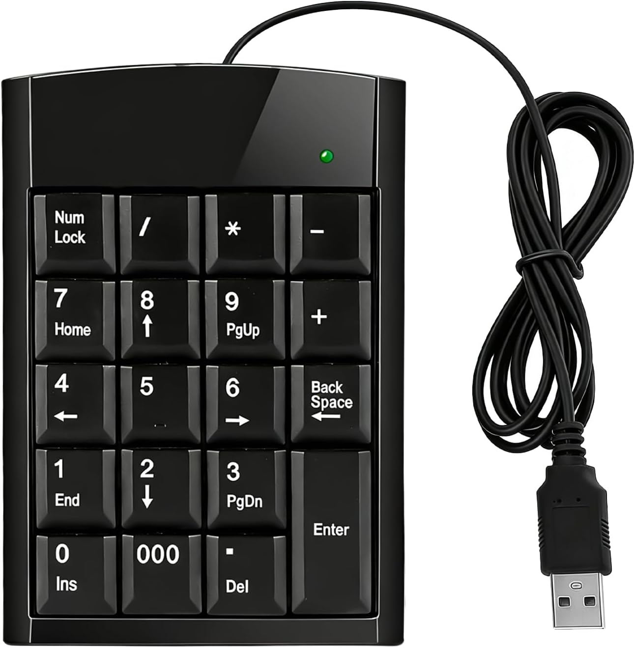Number Keypad for Laptop, Numeric Keypads USB, Wired Wedge Keypad, Mini USB Number Pad Portable 19 Key Number Keyboard for Desktops, Quiet Keys Compatible with Windows, Linux, Android, iOS