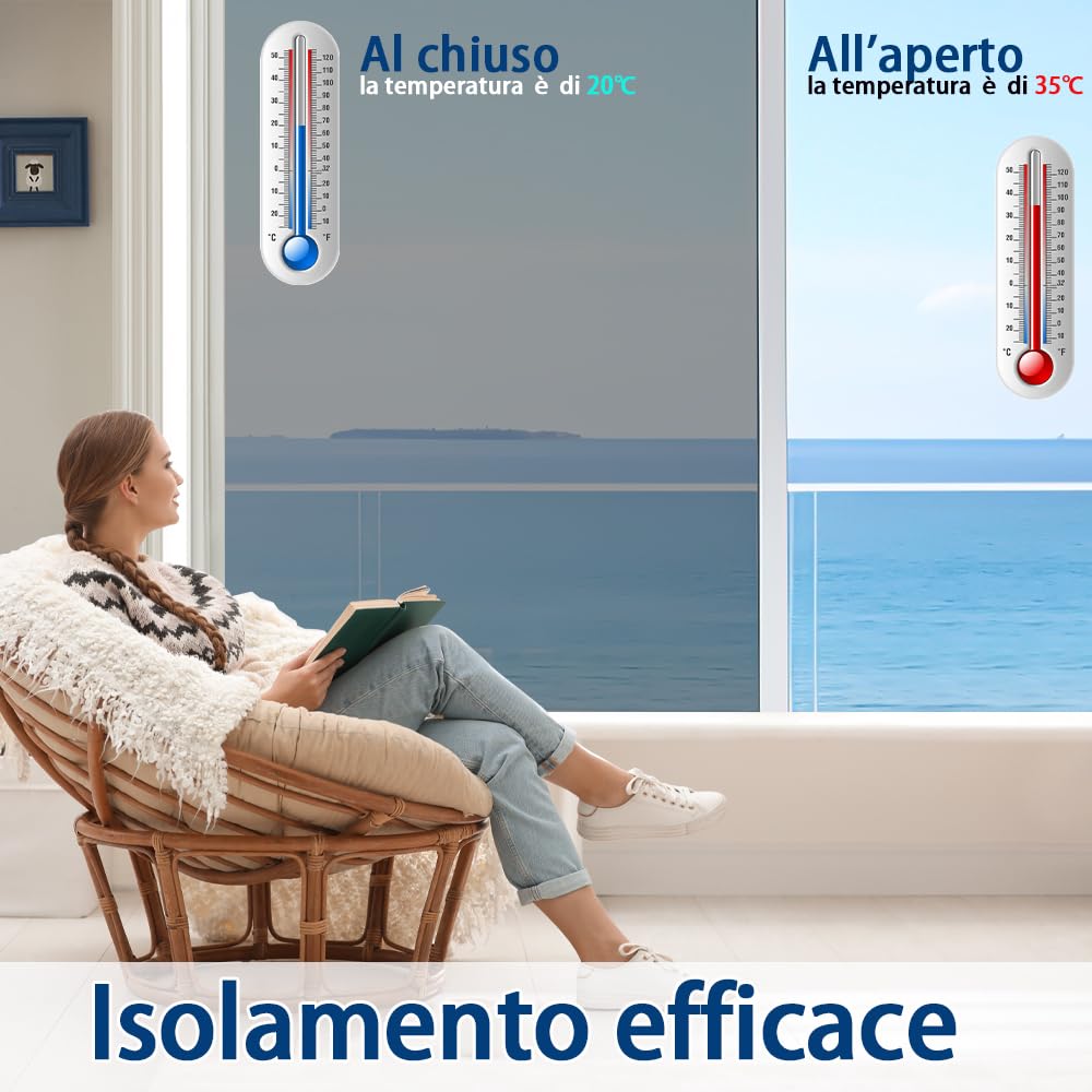 Niviy Pellicola per Vetri Finestre 44.5 x 400CM Pellicola Specchio Autoadesive Protezione Privacy Finestre Anti-UV,Controllo del Calore Adatto per Camera da Letto, Ufficio e Cucina