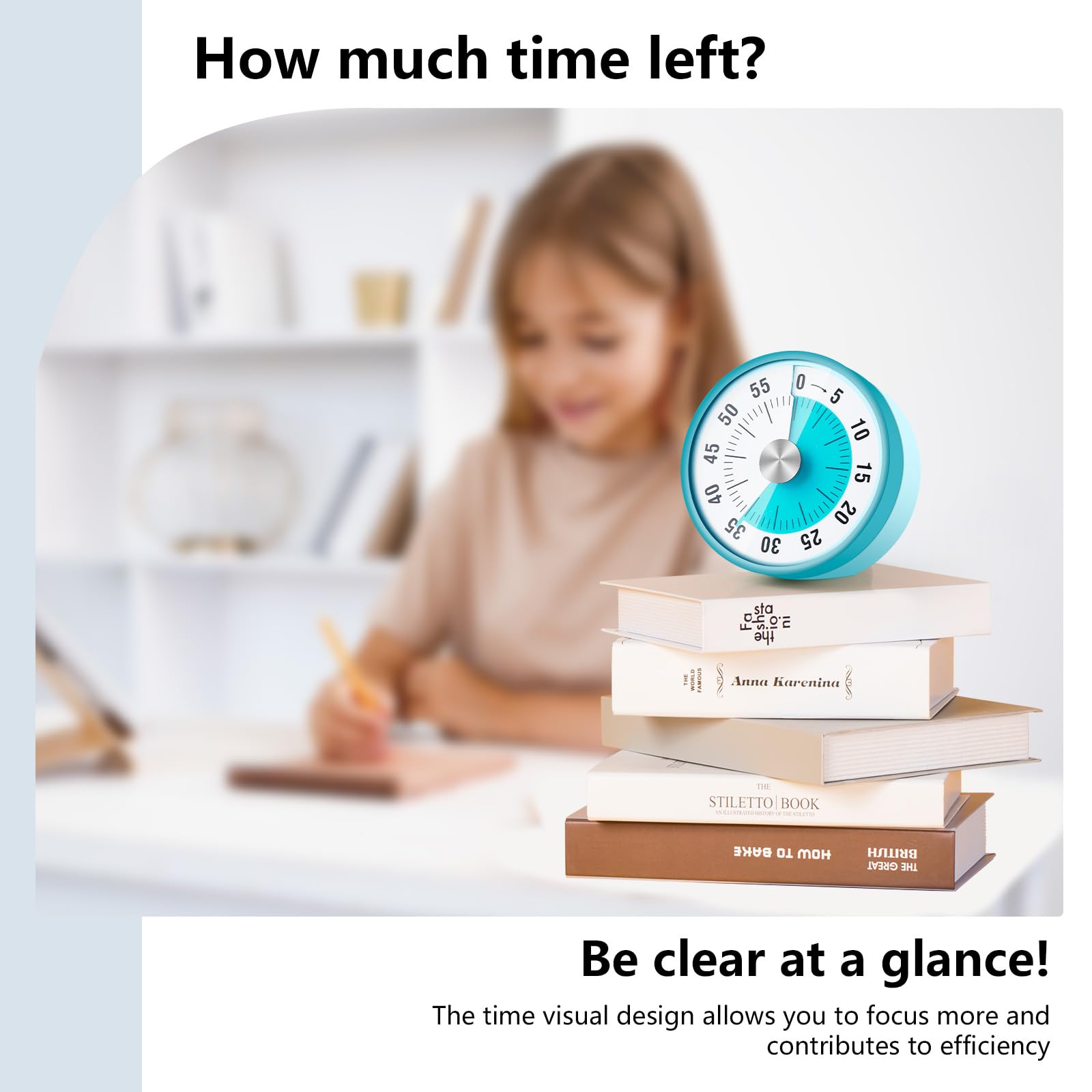 AiQInu Visueller Timer (bis 60 Min) – Mechanisch, Magnetisch, Für Küche, Büro, Klassenzimmer, In Türkis