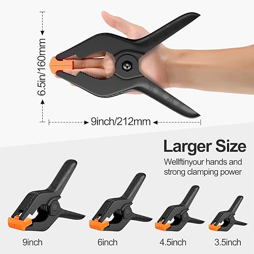 Miniatura 9 de EMART Abrazaderas de resorte de muselina resistentes, clips de fondo de cabina de fotos de 4.5 pulgadas para estudio de fotografía, paquete de 6