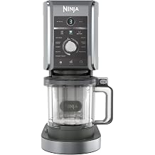 Ninja CREAMi Deluxe Ice and Ice Drink Machine with 3 Cups 10 Functions Makes Ice Cream Gelato Sorbet Frozen Yogurt Milkshakes Slushi & More 2-in-1 Flavor Option Silver NC501EU