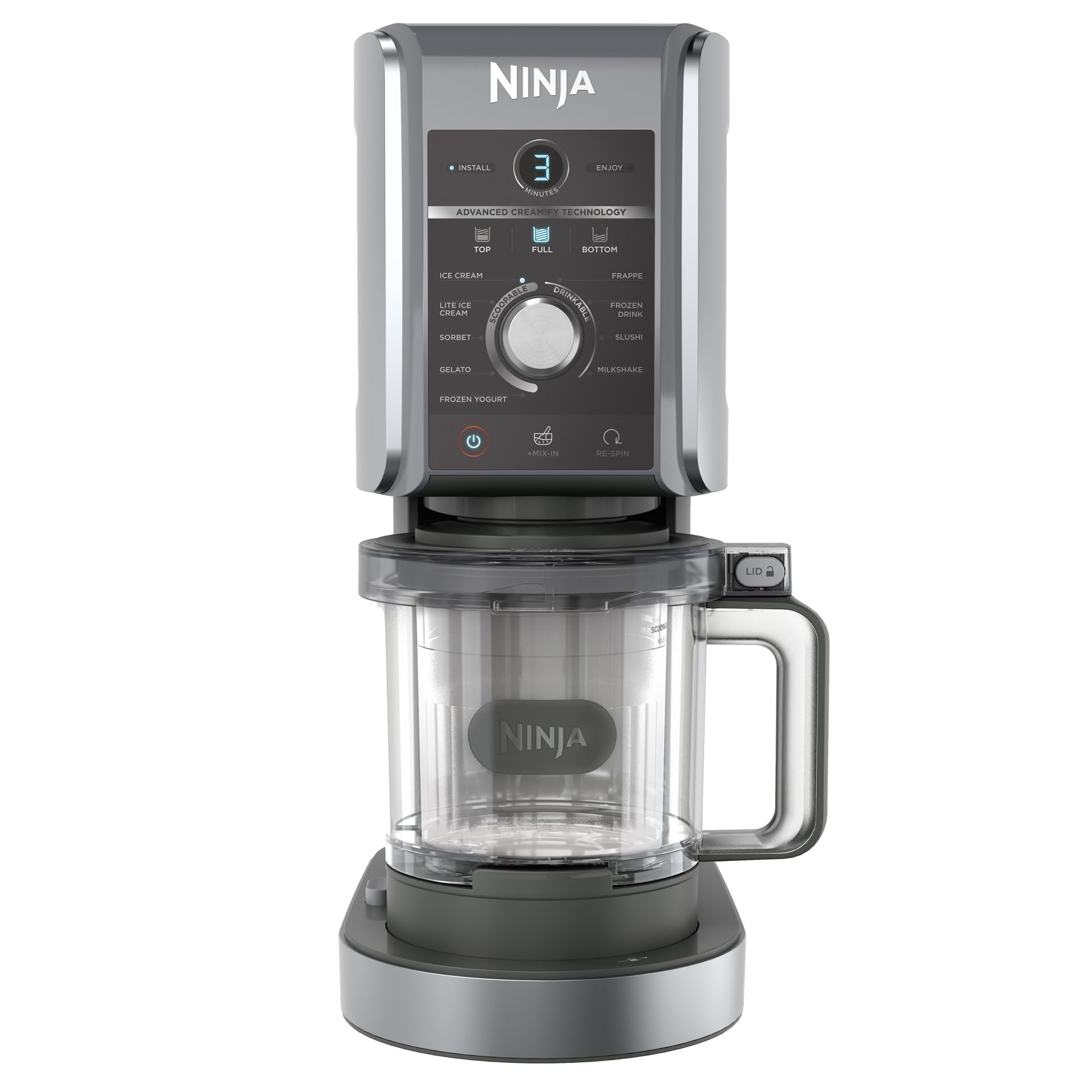 Ninja CREAMi Deluxe Ice Cream Maker with 3 Containers, 10 Functions, Dessert & Ice Cream Maker for Ice Cream, Sorbet, Frozen Yogurt, Milkshakes, Slushi, 2-in-1 Flavour Option, Silver, NC501EU